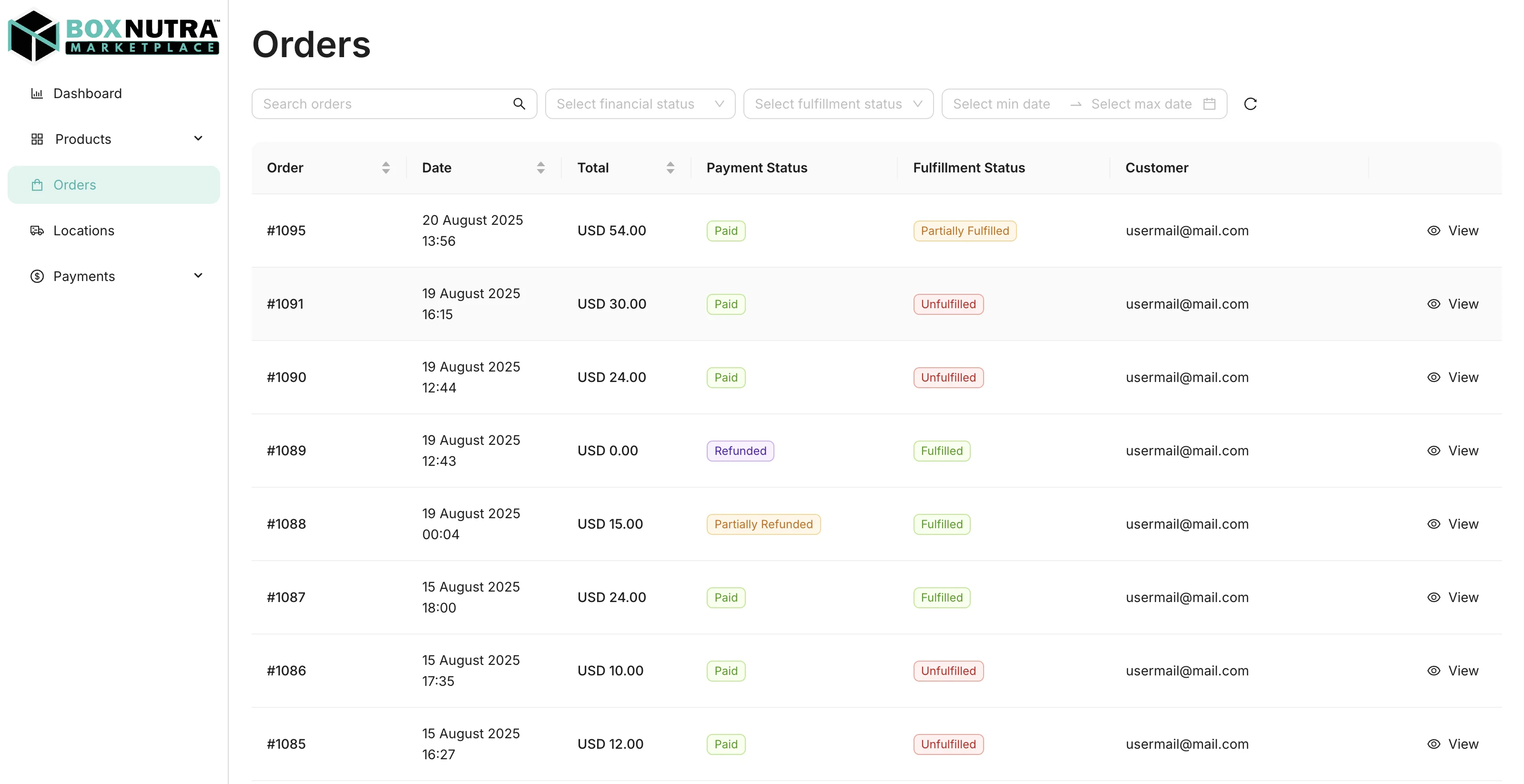 Order Management Interface